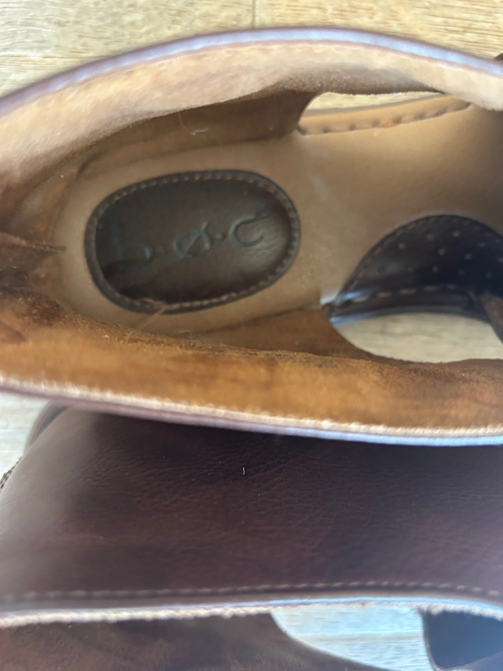 b.o.c. Brown Leather Crisscross Peep-Toe Sandals - Picture 3 of 8
